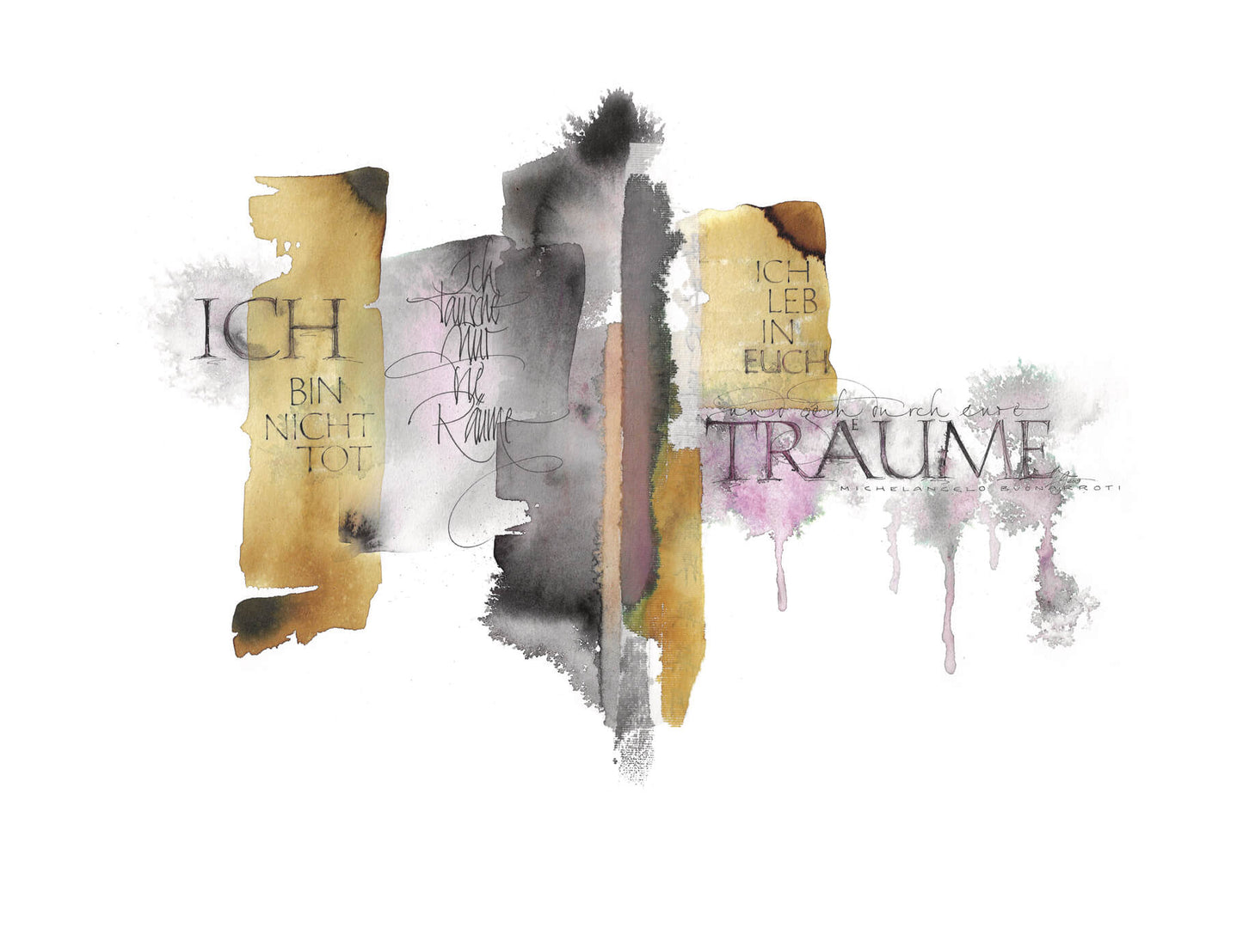 ich geh nicht fort, ich tausche nur die Räume Kalligrafie Karte