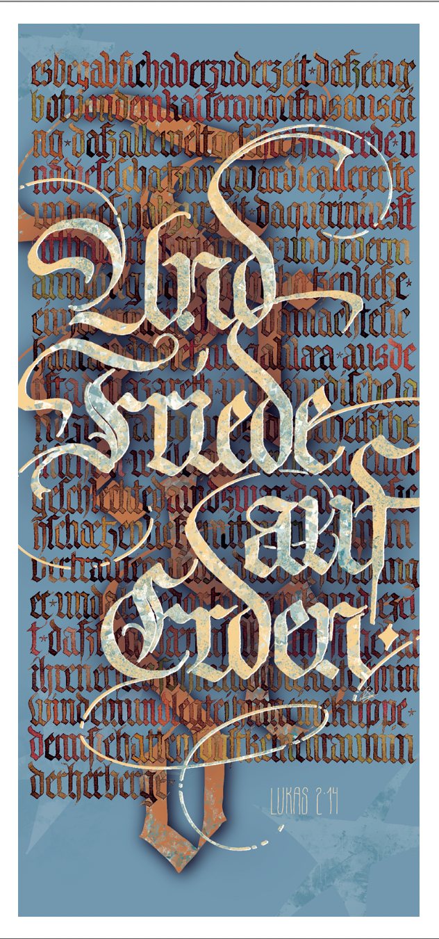 Weihnachtskarte "Und Friede auf Erden" Fraktur