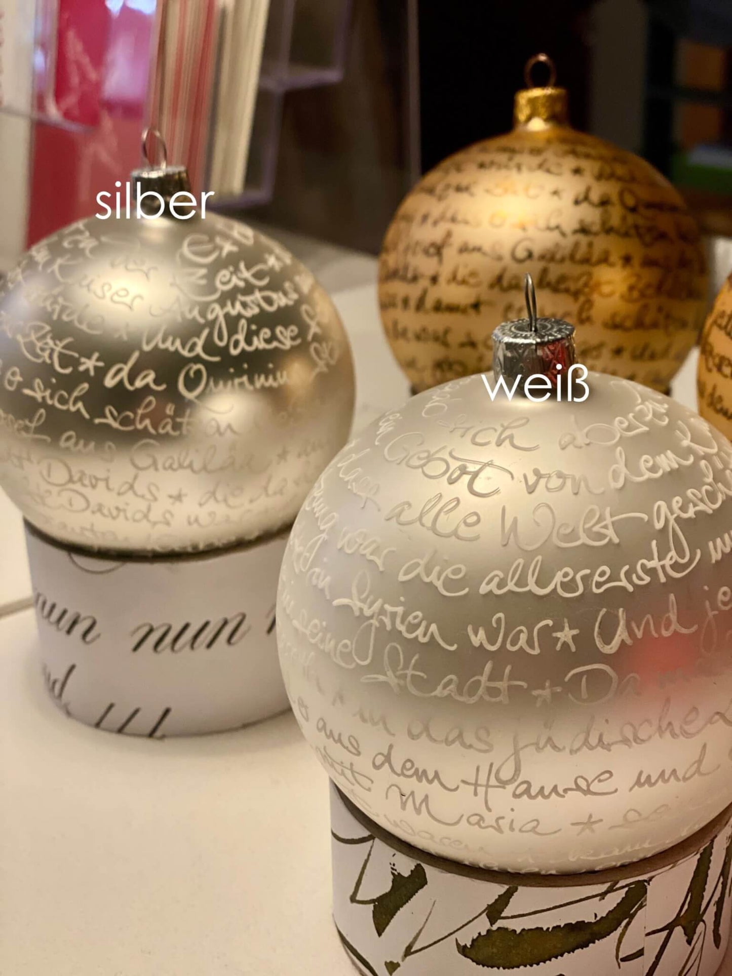 Christbaumkugel "Weihnachtsgeschichte"