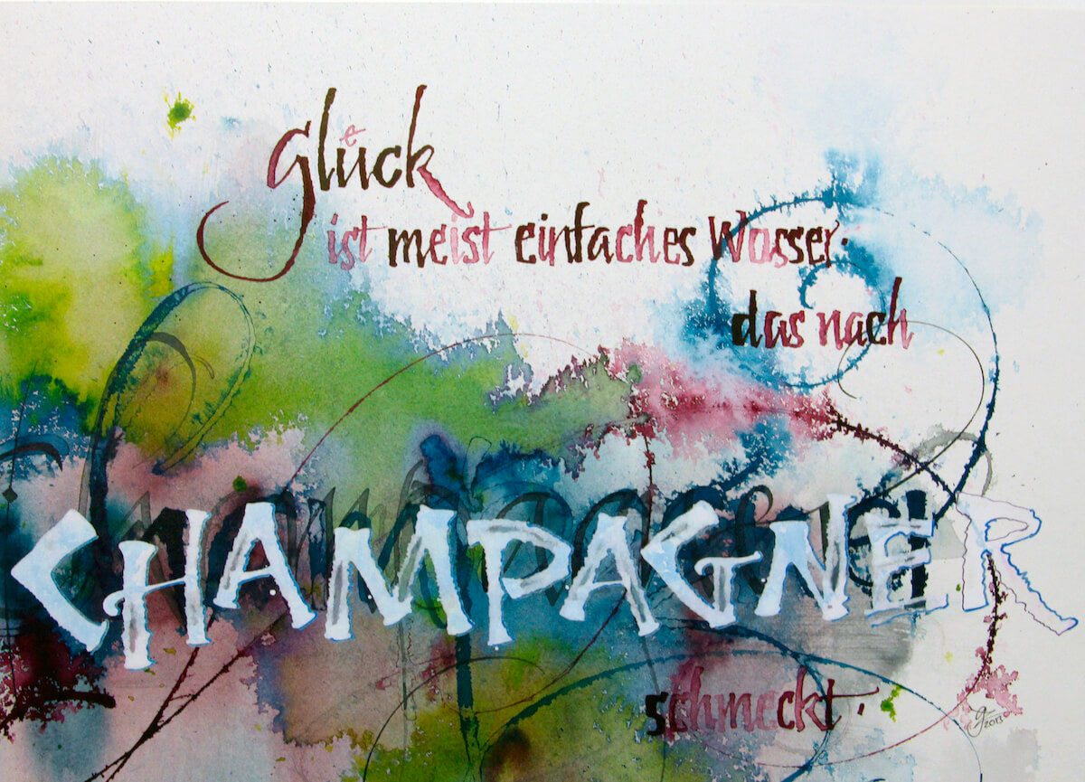 Postkarte "Champagner"