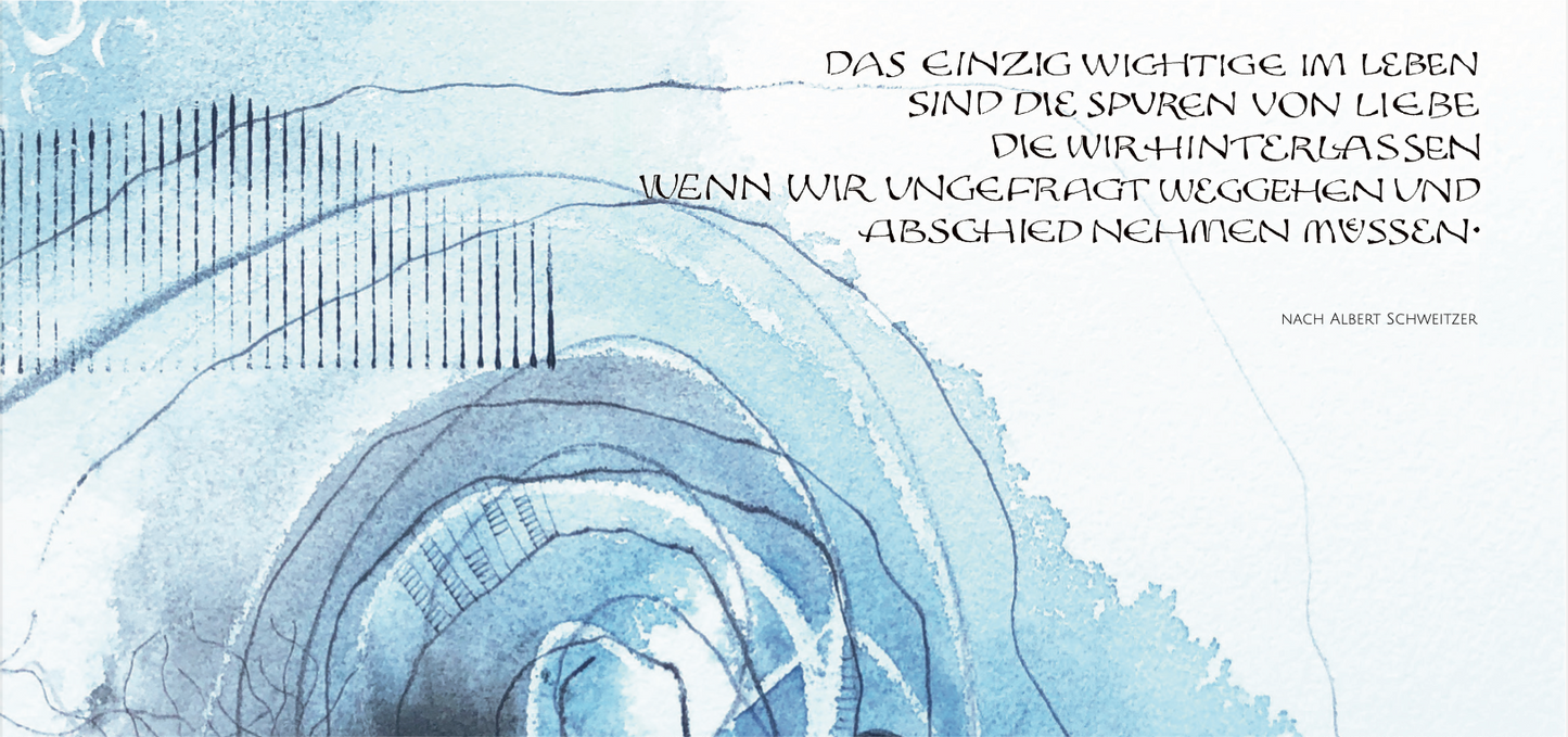 Trauerkarte "Spuren" blau